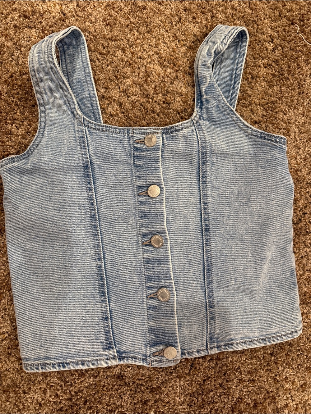art class Light Blue Denim Button-Front Tank Top